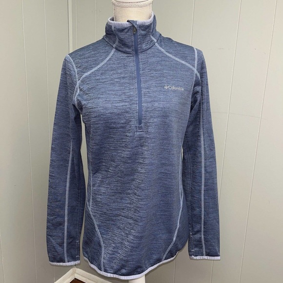 Columbia Sweatshirt Womens Large Blue 1/2 Zip Thumbholes‎ Top Outdoors Ladies - Picture 1 of 10